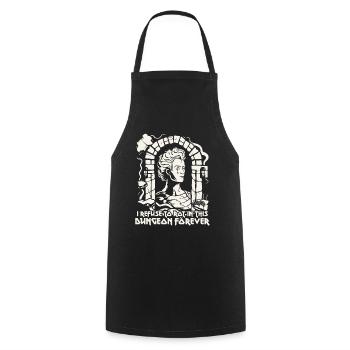 I refuse to rot in the dungeon, work - Cooking Apron - black - Front - AI Model Male 185 dark (185cm)