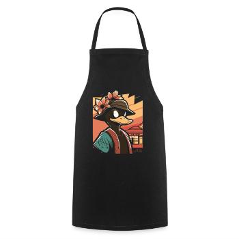 Cartoon anime manga, a Japanese duck - Cooking Apron - black - Front - AI Model Male 185 dark (185cm)