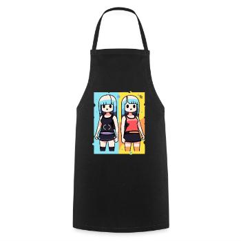 Manga Anime Sœurs Poupées Filles - Tablier de cuisine - noir - Devant - AI Model Male 185 dark (185cm)