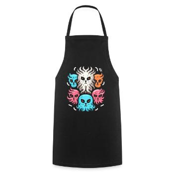 Cartoon: Little Fire Animals - Cooking Apron - black - Front - AI Model Male 185 dark (185cm)