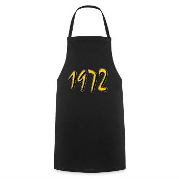 BIRTHDAY YEAR 1972 - Cooking Apron - black - Front - AI Model Male 185 dark (185cm)
