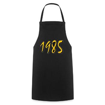 BIRTHDAY YEAR 1985 - Cooking Apron - black - Front - AI Model Male 185 dark (185cm)