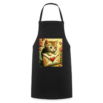 VALENTINSTAG KATZE BRIEF LIFE IS LOVE - Kochschürze - Schwarz - Vorne - AI Model Male 185 dark (185cm)