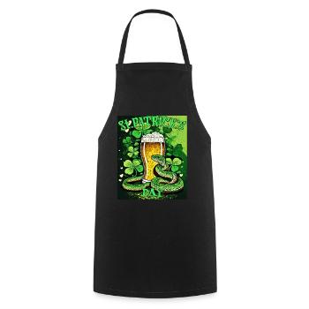 JOUR DE LA SAINT-PATRICK SERPENT BIÈRE TRÈFLE - Tablier de cuisine - noir - Devant - AI Model Male 185 dark (185cm)