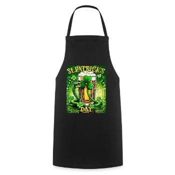 JOUR DE LA SAINT-PATRICK SERPENT BIÈRE TRÈFLE - Tablier de cuisine - noir - Devant - AI Model Male 185 dark (185cm)
