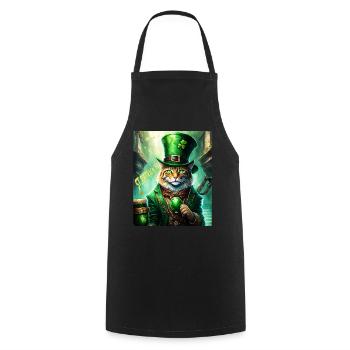 FÊTE DE LA SAINT-PATRICK CHAT BIÈRE TRÈFLE TRÈFLE - Tablier de cuisine - noir - Devant - AI Model Male 185 dark (185cm)