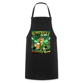 JOUR DE LA SAINT-PATRICK SERPENT BIÈRE TRÈFLE - Tablier de cuisine - noir - Devant - AI Model Male 185 dark (185cm)
