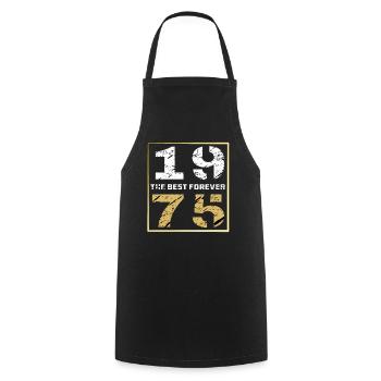 THE BEST FOREVER 1975 - Cooking Apron - black - Front - AI Model Male 185 dark (185cm)