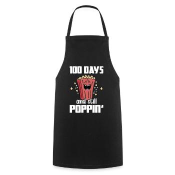 100 Days And Still Poppin Popcorn Wortspiel Schule - Kochschürze - Schwarz - Vorne - AI Model Male 185 dark (185cm)