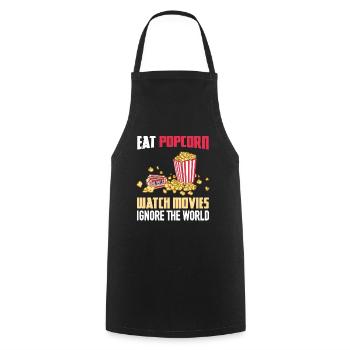 Manger du pop-corn Regarder des films Ignorer le monde - Tablier de cuisine - noir - Devant - AI Model Male 185 dark (185cm)