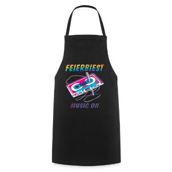 CASSETTE FEIERBIEST MUSIC ON - Cooking Apron - black - Front - AI Model Male 185 dark (185cm)
