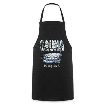 SAUNA IS MY LOVE - Cooking Apron - black - Front - AI Model Male 185 dark (185cm)