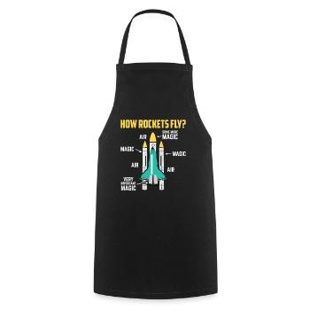 Comment les fusées volent Cadeau magique de navette spatiale aérienne - Tablier de cuisine - noir - Devant - AI Model Male 185 dark (185cm)