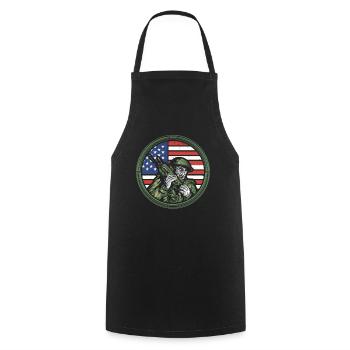 Ham Operator USA Flagge Moderator Radio Geschenk - Kochschürze - Schwarz - Vorne - AI Model Male 185 dark (185cm)
