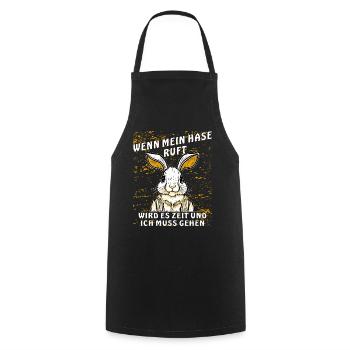 RABBIT CALLS TO GO - Cooking Apron - black - Front - AI Model Male 185 dark (185cm)