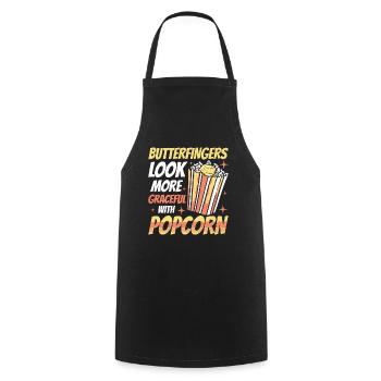 Popcorn Butter Finger - Cooking Apron - black - Front - AI Model Male 185 dark (185cm)