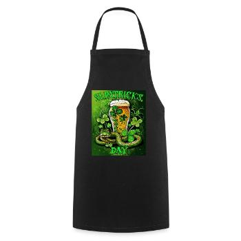 JOUR DE LA SAINT-PATRICK SERPENT BIÈRE TRÈFLE - Tablier de cuisine - noir - Devant - AI Model Male 185 dark (185cm)