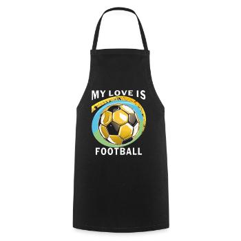 MY LOVE IS FOOTBALL - Kochschürze - Schwarz - Vorne - AI Model Male 185 dark (185cm)