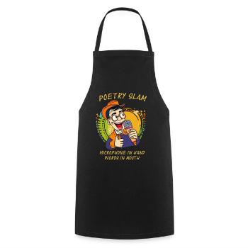 POÉSIE SLAM MICRO EN MAIN MOTS - Tablier de cuisine - noir - Devant - AI Model Male 185 dark (185cm)