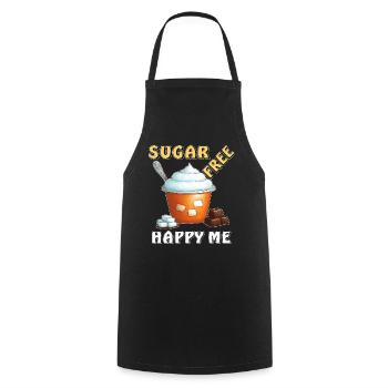 SUGAR-FREE HAPPY ME - Cooking Apron - black - Front - AI Model Male 185 dark (185cm)