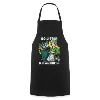 WASTE BINS NO LITTER, NO WORRIES - Cooking Apron - black - Front - AI Model Male 185 dark (185cm)