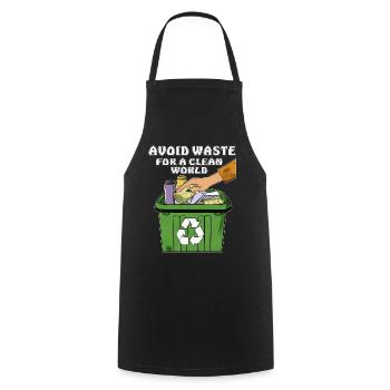 MÜLLTONNE AVOID WASTE FOR A CLEAN WORLD - Kochschürze - Schwarz - Vorne - AI Model Male 185 dark (185cm)