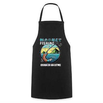 MAGNET FISHING EMBRACING ADVENTURE - Cooking Apron - black - Front - AI Model Male 185 dark (185cm)