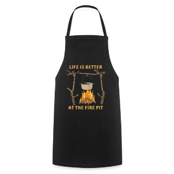 LIFE IS BETTER AT THE FIRE PIT - Cooking Apron - black - Front - AI Model Male 185 dark (185cm)