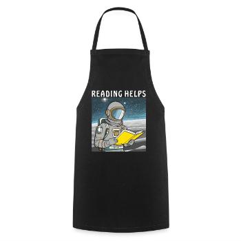 ASTRONAUT BUCH READING HELPS - Kochschürze - Schwarz - Vorne - AI Model Male 185 dark (185cm)