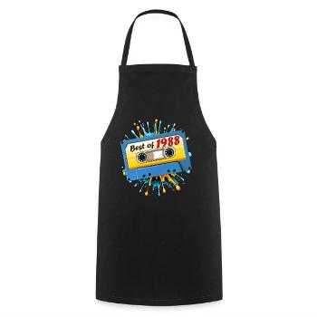 1988 MUSIC CASSETTE BEST OF - Cooking Apron - black - Front - AI Model Male 185 dark (185cm)