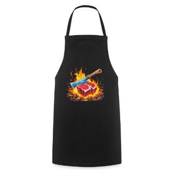 GRILLING STEAK - Cooking Apron - black - Front - AI Model Male 185 dark (185cm)