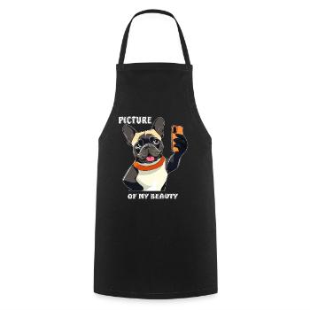 DOG SMARTPHONE PICTURE OF MY BEAUTY - Cooking Apron - black - Front - AI Model Male 185 dark (185cm)