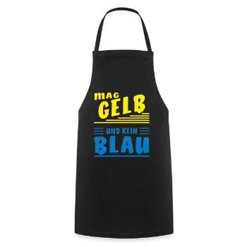 LIKES YELLOW AND NOT BLUE - Cooking Apron - black - Front - AI Model Male 185 dark (185cm)
