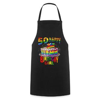 TORTE 50 HAPPY BIRTHGAY GIRL - Cooking Apron - black - Front - AI Model Male 185 dark (185cm)