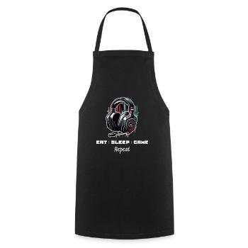 Eat Sleep Game Repeat Gamer Sayings Shirt - Cooking Apron - black - Front - AI Model Male 185 dark (185cm)