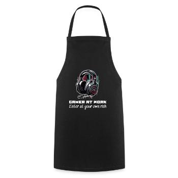 Gamer at work Enter at your own risk Beruf Arbeit - Cooking Apron - black - Front - AI Model Male 185 dark (185cm)