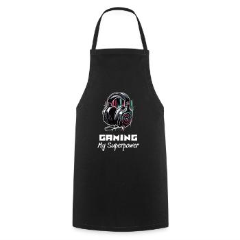 Gaming My Superpower Shirt Street Art Style - Kochschürze - Schwarz - Vorne - AI Model Male 185 dark (185cm)