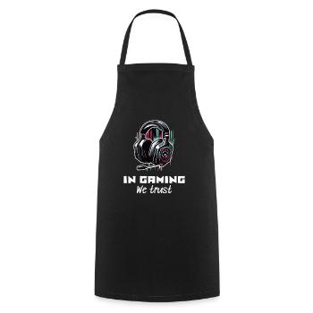 E-Sport Gamer Shirt In Gaming we trust - Kochschürze - Schwarz - Vorne - AI Model Male 185 dark (185cm)