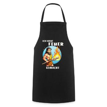 NEANDERTHAL I MADE A FIRE - Cooking Apron - black - Front - AI Model Male 185 dark (185cm)