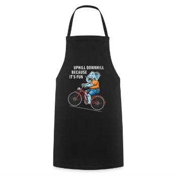 BIKE UPHILL DOWNHILL BECAUSE IT'S FUN - Cooking Apron - black - Front - AI Model Male 185 dark (185cm)