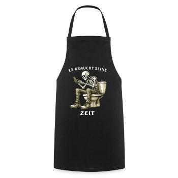 SKELETT TOILETTE BRAUCHT SEINE ZEIT - Kochschürze - Schwarz - Vorne - AI Model Male 185 dark (185cm)