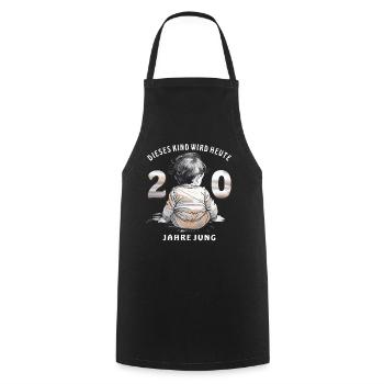 CHILD 20TH BIRTHDAY - Cooking Apron - black - Front - AI Model Male 185 dark (185cm)