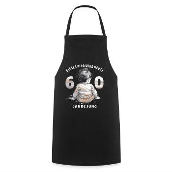 CHILD 60TH BIRTHDAY - Cooking Apron - black - Front - AI Model Male 185 dark (185cm)