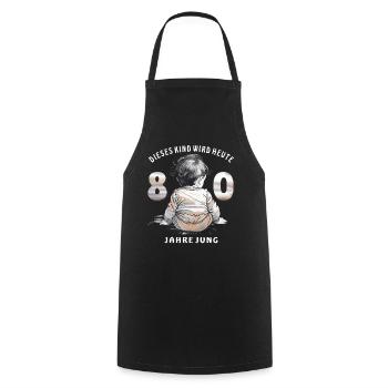 CHILD 80TH BIRTHDAY - Cooking Apron - black - Front - AI Model Male 185 dark (185cm)