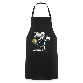 FRAU BLUMEN OSTARA - Kochschürze - Schwarz - Vorne - AI Model Male 185 dark (185cm)