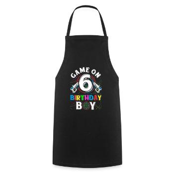 Lasertag Game On 6 Birthday Boy Indoor Laser Tag - Cooking Apron - black - Front - AI Model Male 185 dark (185cm)