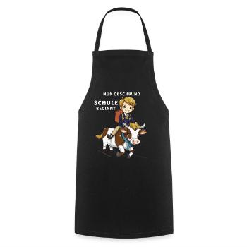 SCHOOL CHILD COW NOW QUICKLY SCHOOL - Cooking Apron - black - Front - AI Model Male 185 dark (185cm)