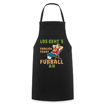 LET'S FINALLY START FOOTBALL - Cooking Apron - black - Front - AI Model Male 185 dark (185cm)
