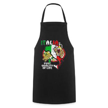 ITALIA PURE QUALITY OF LIFE - Cooking Apron - black - Front - AI Model Male 185 dark (185cm)