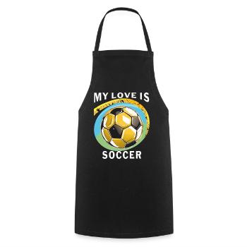 MY LOVE IS SOCCER - Kochschürze - Schwarz - Vorne - AI Model Male 185 dark (185cm)